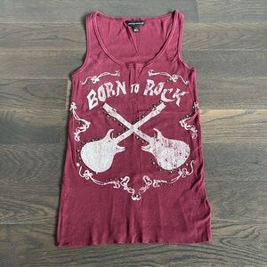 Rock & Republic Burgundy 'Born to Rock' Tank Top